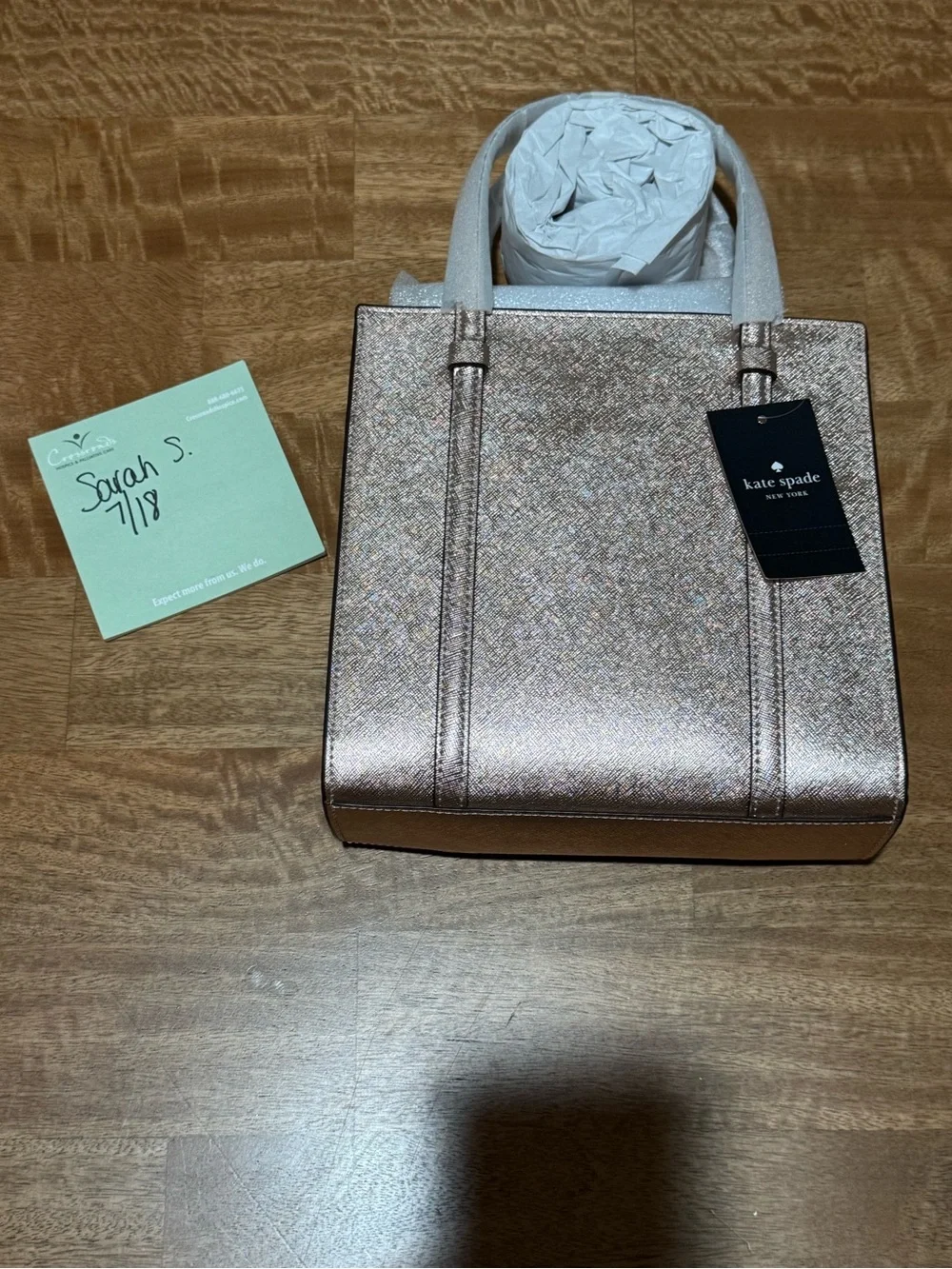 kate spade metallic rose gold crossbody tote